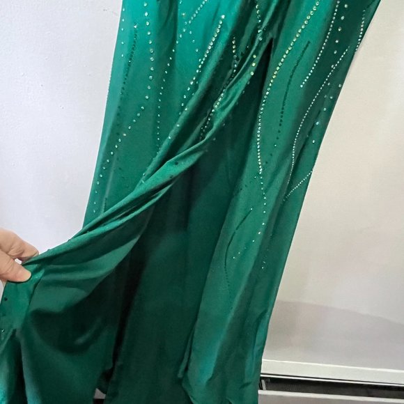 Formal Full Length Gown Prom Dress Green Strapless Satin 0 2 Bridesmaid Sweet 16 - Picture 3 of 8